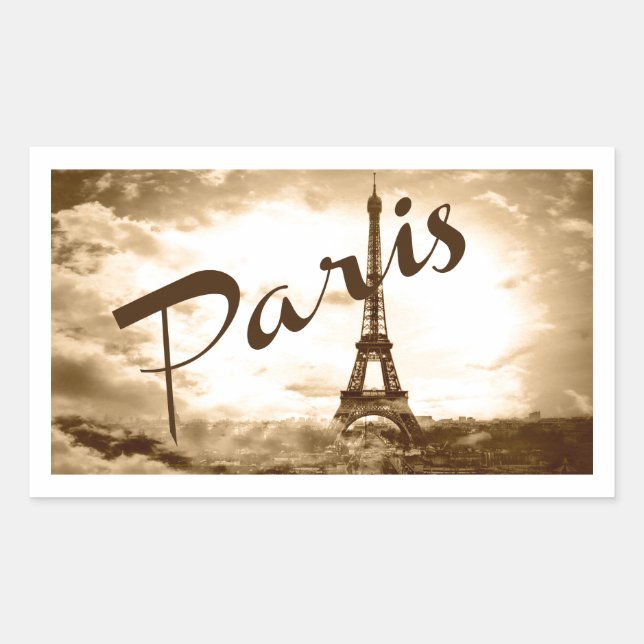Paris in Sepia Rechteckiger Aufkleber (Vorderseite)