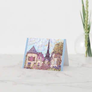 Paris Inspiriert Pointillism-Karte Eiffelturm Karte