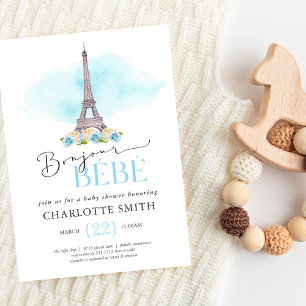 Paris-inspirierte Bonjour Bébé-Baby-Shower-Einladu Einladung