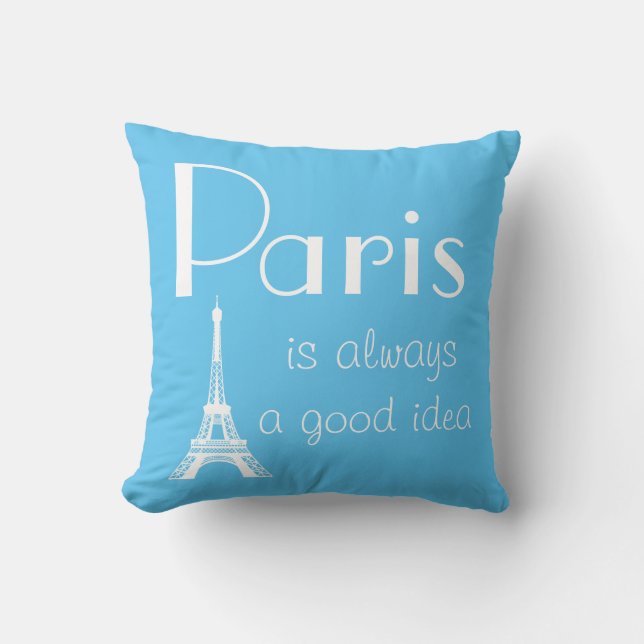 Paris ist immer eine gute Idee blau Kissen (Vorderseite)