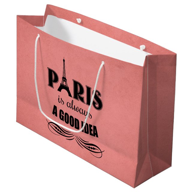 Paris ist immer eine gute Idee Große Geschenktüte (Vorderseite Schrägansicht)