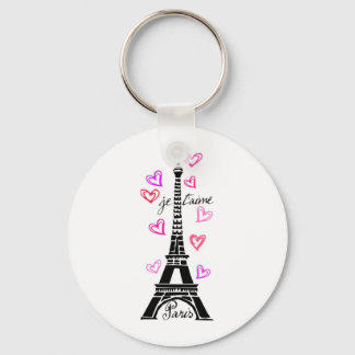 PARIS JE T'AIME EIFFEL UND PINKHERZEN SCHLÜSSELANHÄNGER
