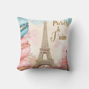 Paris, Je T'aime - Eiffelturm mit Macarons Kissen