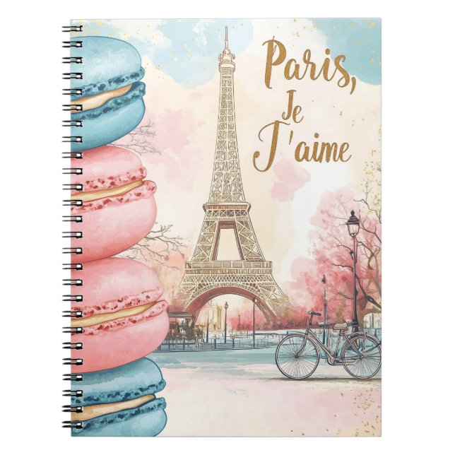 Paris, Je T'aime - Eiffelturm mit Macarons Notizblock (Vorderseite)