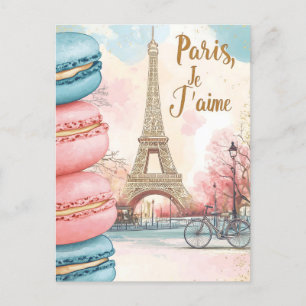 Paris, Je T'aime - Eiffelturm mit Macarons Postkarte