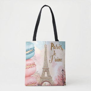 Paris, Je T'aime - Eiffelturm mit Macarons Tasche