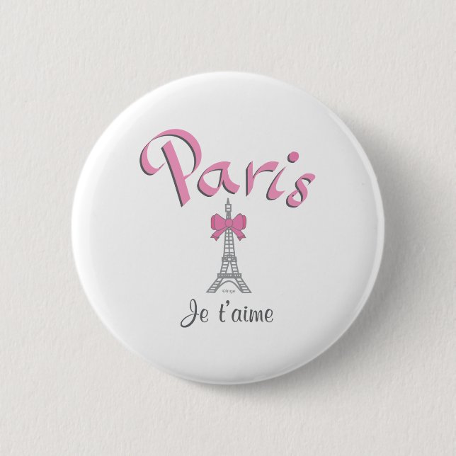 Paris - Je t'aime (i-Liebe Sie) Button (Vorderseite)