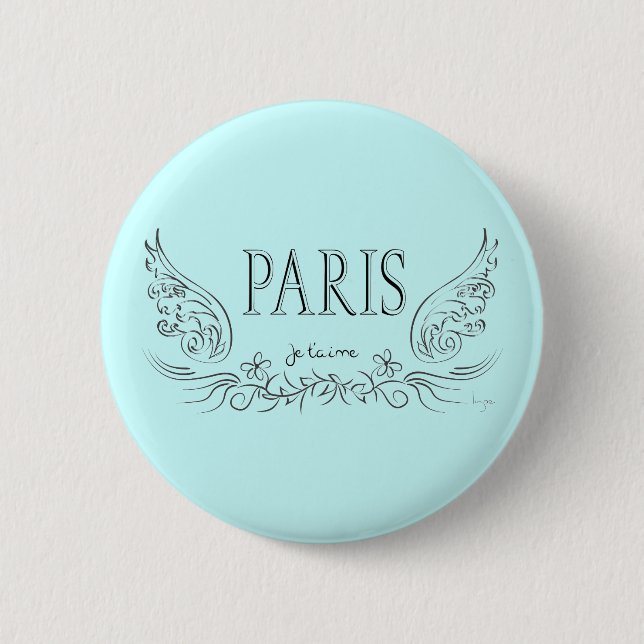 PARIS Je t'aime (ich liebe dich) Button (Vorderseite)