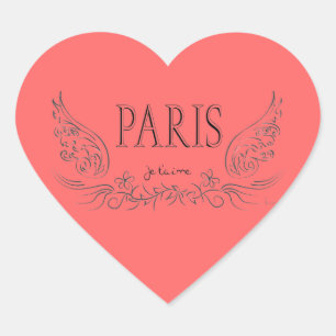 PARIS Je t'aime (ich liebe dich) Herz-Aufkleber