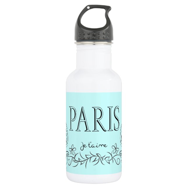 PARIS Je t'aime (in Liebe du) Trinkflasche (Vorderseite)