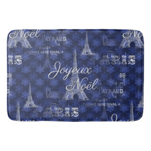 Paris Joyeux Weihnachten Christmas Blue Bathmat Badematte