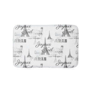 Paris Joyeux Weihnachten Weihnachten B&W Bathmat Badematte