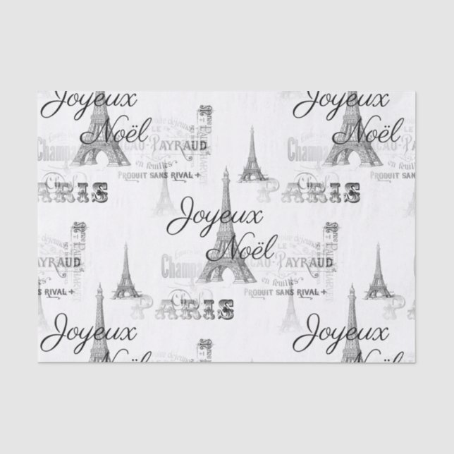 Paris Joyeux Weihnachten Weihnachten B&W Tissue Pa Seidenpapier (Vorderseite)