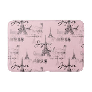 Paris Joyeux Weihnachten Weihnachten Schwarz-Pink- Badematte