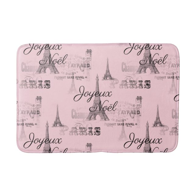 Paris Joyeux Weihnachten Weihnachten Schwarz-Pink- Badematte (Vorderseite)