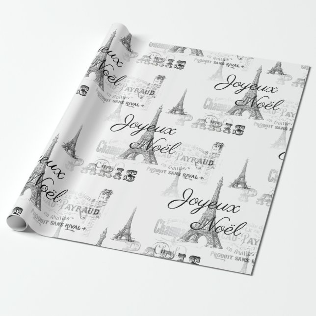 Paris Joyeux Weihnachten Weihnachts-B&W Wrapping P Geschenkpapier (Ungerollt)