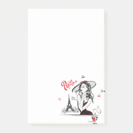 Paris & Kaffee, rot Post-it Klebezettel