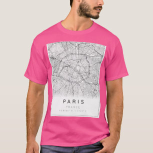 Paris Karte Minimalistisch in Schwarz und Weiß T-Shirt