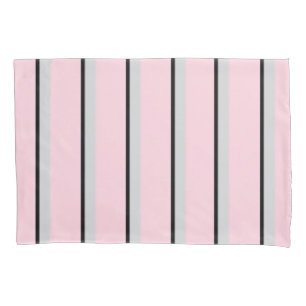 Paris Kollektion Streifen, schwarz, rosa, drucken Kissenbezug
