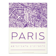Paris Koordinaten Stadtplan Poster – Minimale Stad