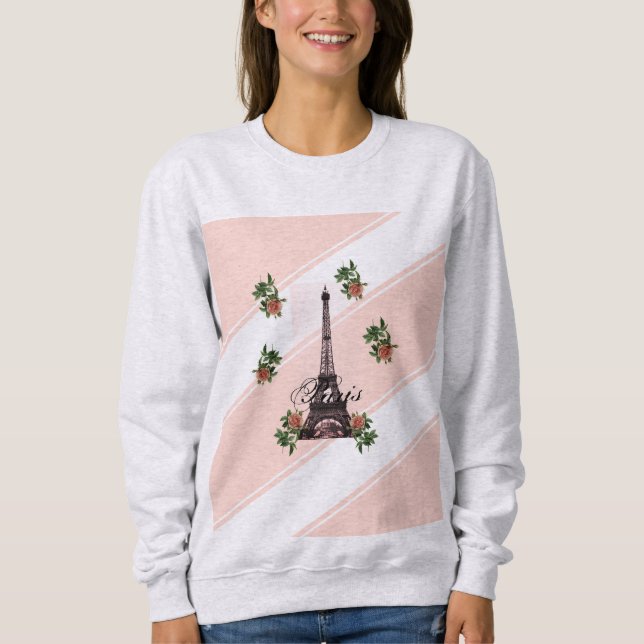 Paris – La Tour Eiffel pastel Eifelturm Roses Rose Sweatshirt (Vorderseite)