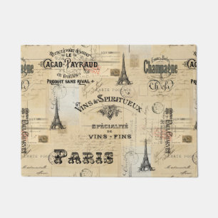 Paris Label Collage Französische Postkarte Fußmatt Fußmatte