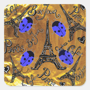 PARIS LADYBUGS QUADRATISCHER AUFKLEBER