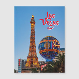 Paris Las Vegas au crépuscule Carte magnétique