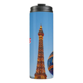 Paris Las Vegas bei Einbruch der Dunkelheit Wasser Thermosbecher