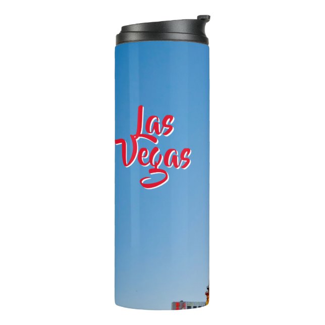 Paris Las Vegas bei Einbruch der Dunkelheit Wasser Thermosbecher (Nach links gedreht)