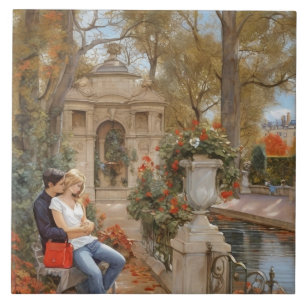 Paris Liebe: Medici-Brunnen Jardin de Luxembourg Fliese