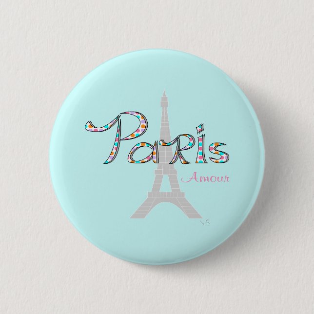 PARIS Liebe mit Eiffelturm Button (Vorderseite)