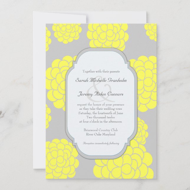 Paris Lieben Gelbe Blumen Erschwingliche Hochzeit Einladung (Vorderseite)