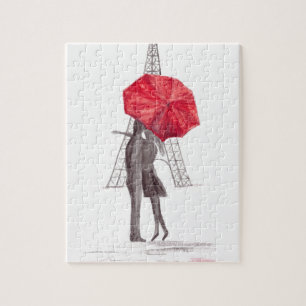 Paris Liebespaar mit rotem Regenschirm Hochzeit 