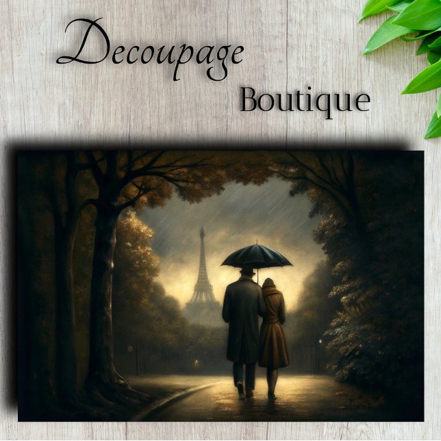 Paris Liebhaber des Regens Seidenpapier (Romantic Paris Rain Walk Decoupage Tissue Paper)