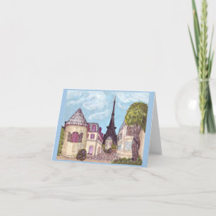 Paris like Landscape Note Card Eiffel Tower blue Karte