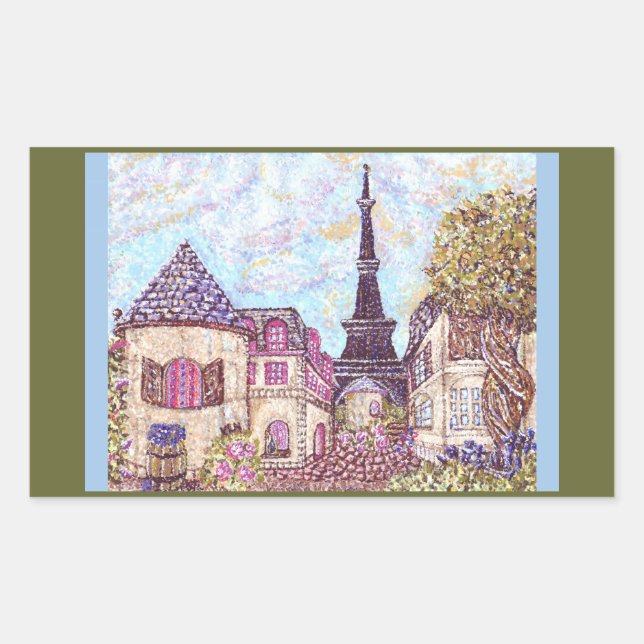 Paris like Pointillism mit Eiffelturm Aufkleber (Vorderseite)