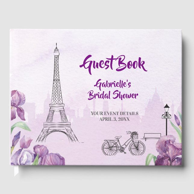 Paris Lila Iris Special Event Gästebuch (Vorderseite)
