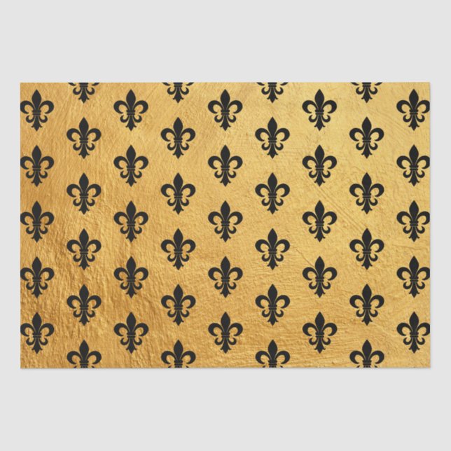 Paris-Lilie in Schwarz und Gold Seidenpapier (Vorderseite)