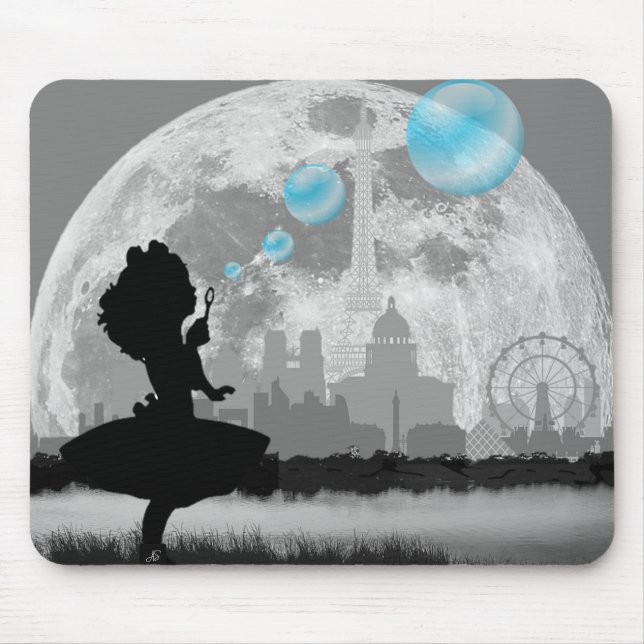 PARIS Little Girl Making Blue Buble Mouse Pad Mousepad (Vorne)