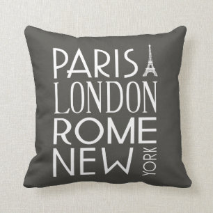 Paris, Londres, Rome et New York Coussin