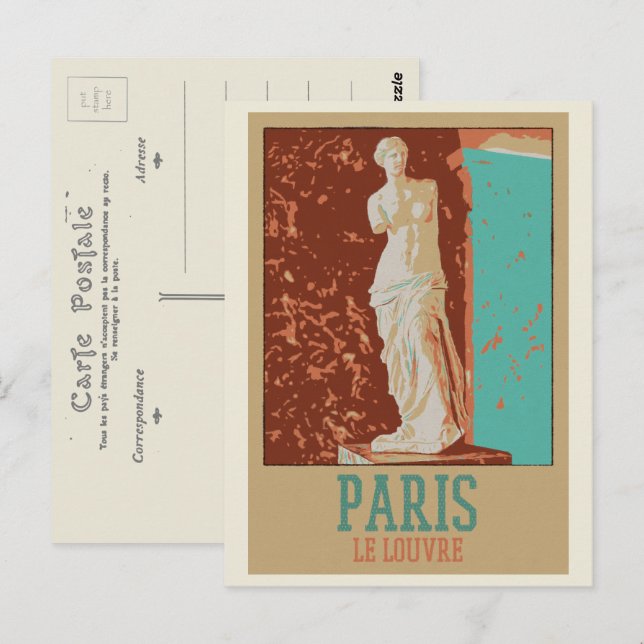 Paris Louvre illustration France Carte postale (Devant / Derrière)