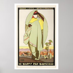 Paris Lyon Marseille Marokko Mittelmeer Poster