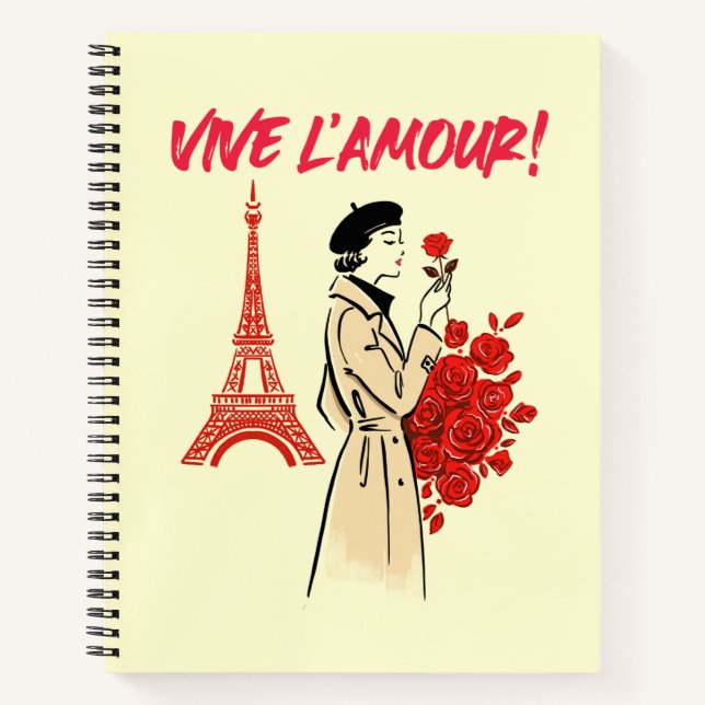 Paris Mädchen Ästhetik – Romantisches Eiffelturm-D Notizbuch (Vorderseite)