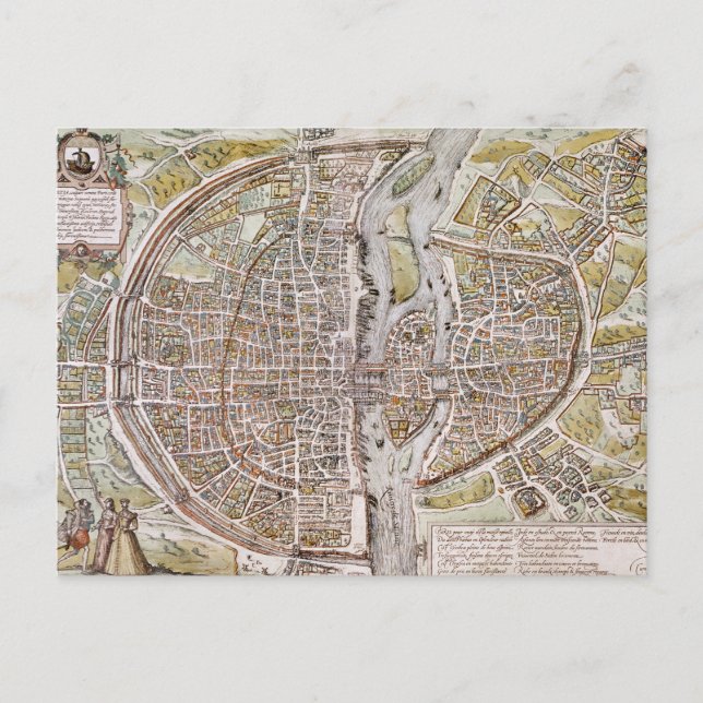 PARIS MAP, 1581 POSTKARTE (Vorderseite)