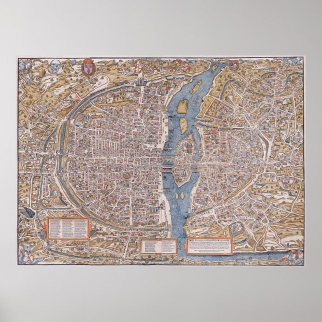 PARIS MAP c. 1555 Poster (Vorne)