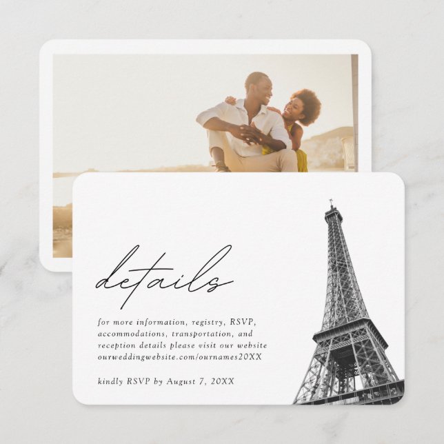 Paris Mariage Détails Carte de boîtier (Devant / Derrière)