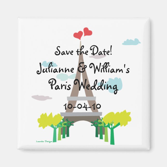 Paris Mariage Enregistrer la date Magnet (Devant)