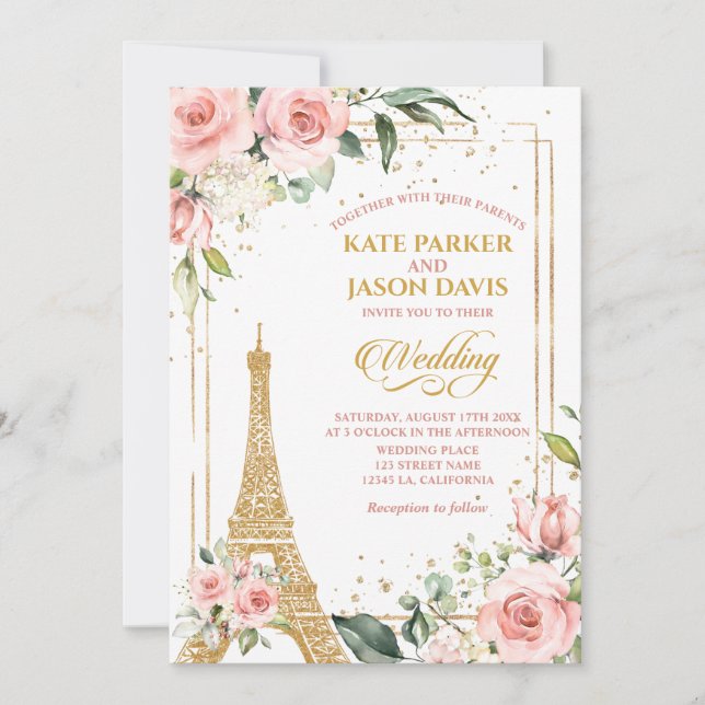 Paris Mariage Invitations Destination Tour Eiffel (Devant)