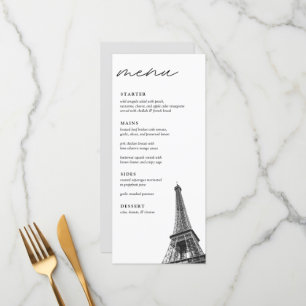 Paris Mariage Moderne Elégant Dîner Menu